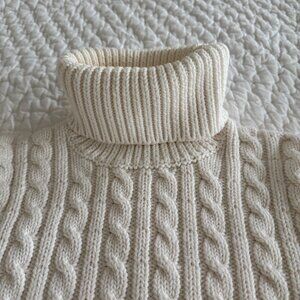 Ann Taylor Cotton Cable Turtleneck